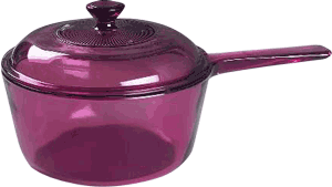 Purple Pyrex saucepan